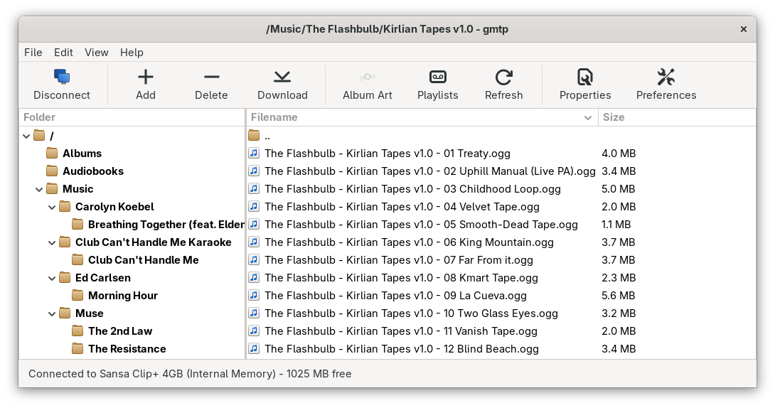 gMTP main window